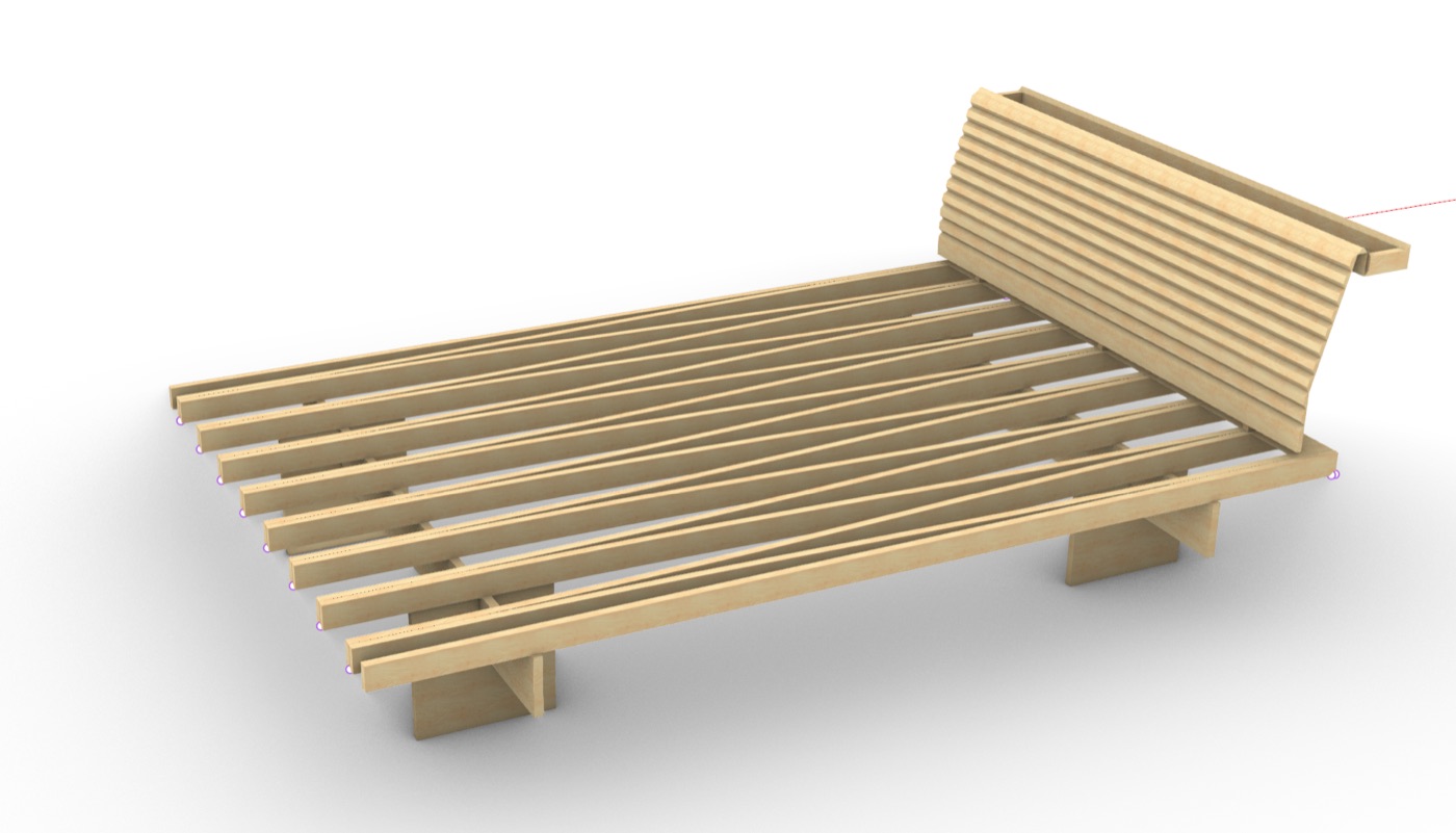 CAD-Entwurf eines Möbelstücks aus hellem Holz