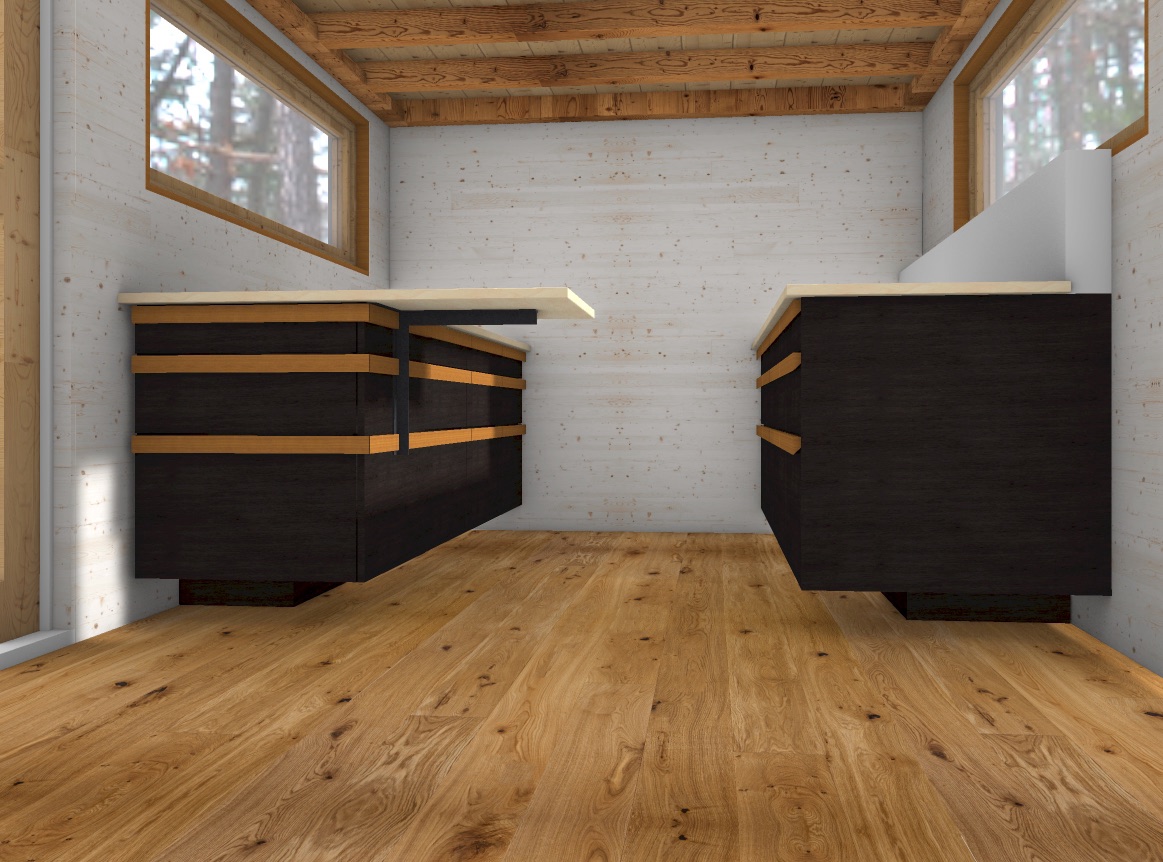 CAD-Entwurf des Tiny-House-Innenraums