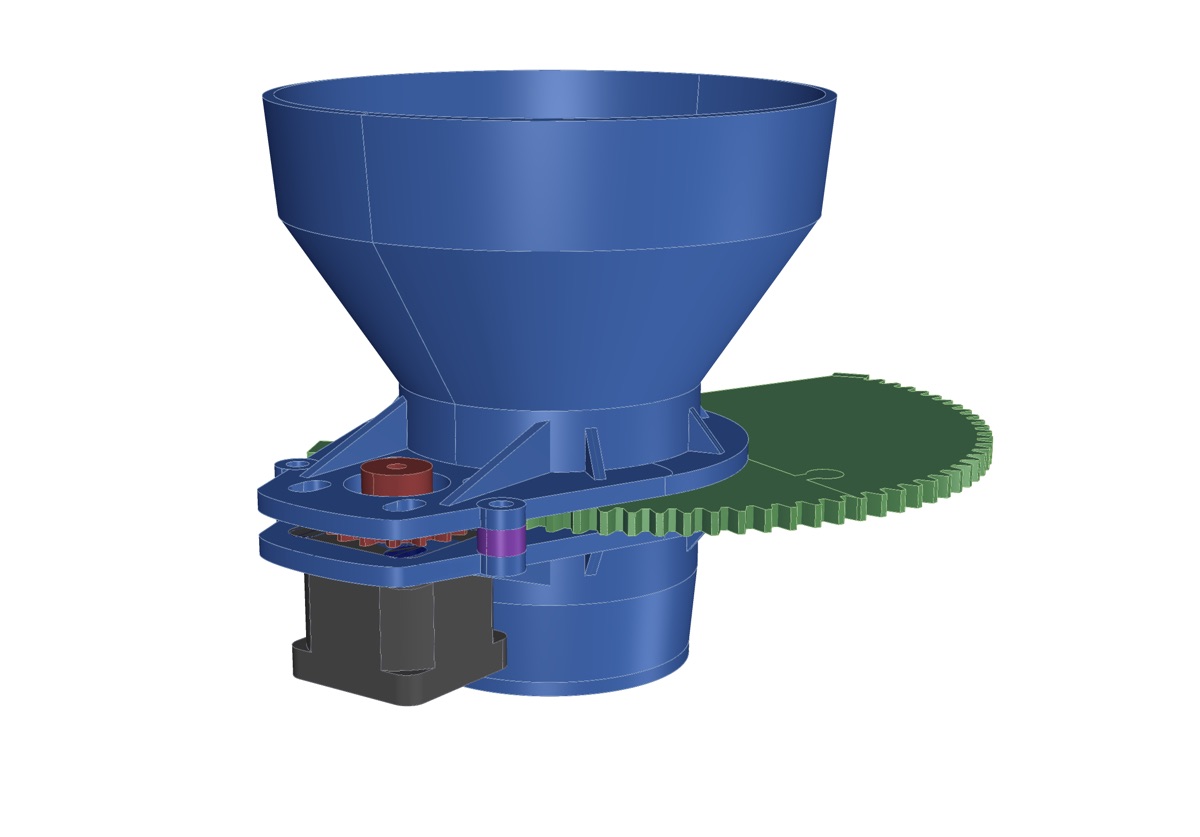 CAD-Modell einer mechanischen Baugruppe mit Getriebe und Motor